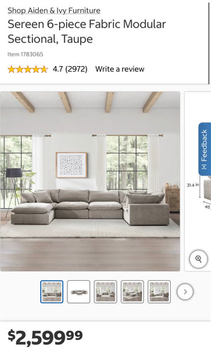 Sereen 6-piece Fabric Modular Sectional