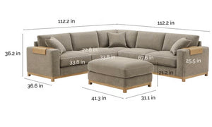 Hawthorne 3-piece Fabric Sectional with Ottoman