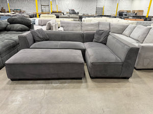 Modern Dark Gray Sectional with Ottoman