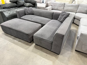 Modern Dark Gray Sectional with Ottoman
