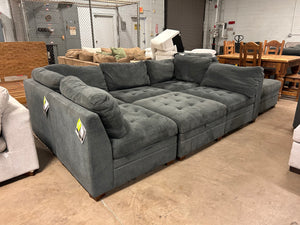 Tisdale 6-Piece Fabric Sectional-Gray with Storage Ottoman