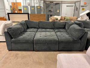 Tisdale 6-Piece Fabric Sectional-Gray with Storage Ottoman
