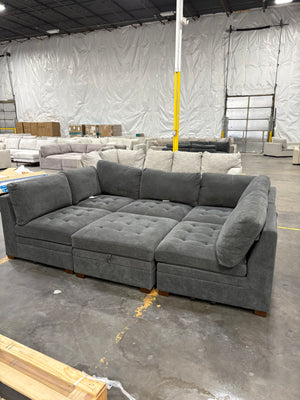 Tisdale 6-Piece Fabric Sectional – Gray
