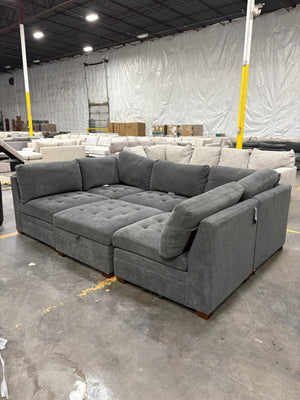 Tisdale 6-Piece Fabric Sectional – Gray