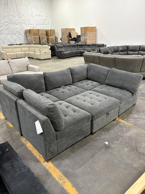 Tisdale 6-Piece Fabric Sectional – Gray