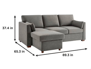 Coddle Luke Fabric Sleeper Sofa with Reversible Chaise and Storage
