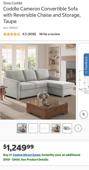 Cameron Sofa Chaise – Taupe