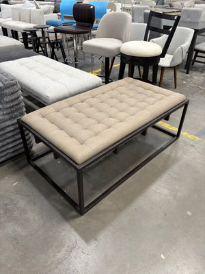 Taupe Fabric Tufted Ottoman