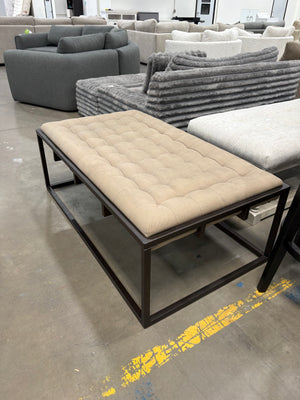 Taupe Fabric Tufted Ottoman