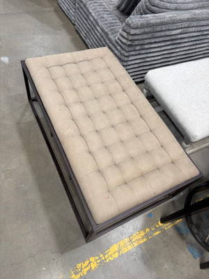 Taupe Fabric Tufted Ottoman