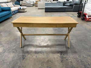 Rustic Honey Wood Office Desk with center drawer, and 2 Slide-Out Extensions