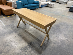 Rustic Honey Wood Office Desk with center drawer, and 2 Slide-Out Extensions