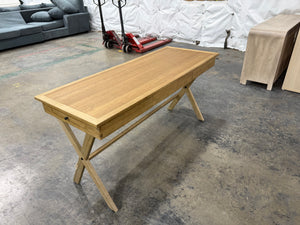Rustic Honey Wood Office Desk with center drawer, and 2 Slide-Out Extensions
