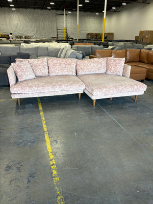 Joybird Lewis Sectional (Pink Velvet)