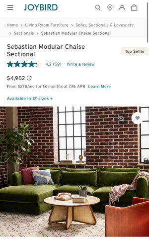 Joybird Sebastian Sectional (Harper Amber Gold)