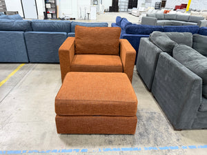 LoveSac Terracota Rained Chenille Chair with Ottoman  (2 base/3side)