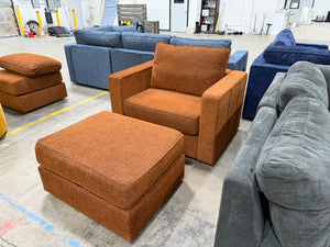 LoveSac Terracota Rained Chenille Chair with Ottoman  (2 base/3side)