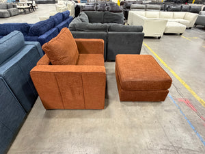 LoveSac Terracota Rained Chenille Chair with Ottoman  (2 base/3side)