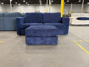 Sapphire Navy Corded Velvet LoveSac Sofa with Ottoman (3 base/ 4 Side)