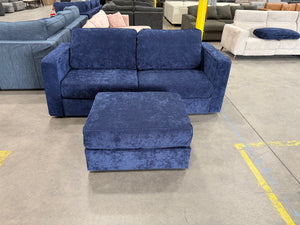 Sapphire Navy Corded Velvet LoveSac Sofa with Ottoman (3 base/ 4 Side)
