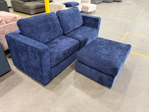 Sapphire Navy Corded Velvet LoveSac Sofa with Ottoman (3 base/ 4 Side)