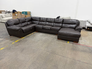 Large Brown Leather Sectional