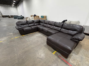 Large Brown Leather Sectional
