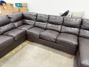 Large Brown Leather Sectional