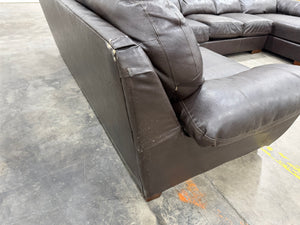 Large Brown Leather Sectional