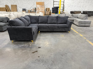 Charcoal Sectional with Gold Legs