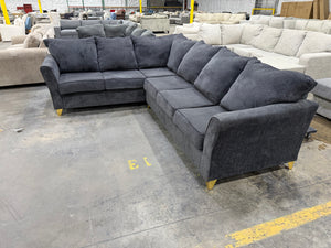 Charcoal Sectional with Gold Legs