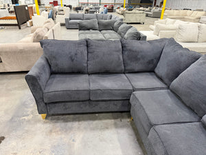 Charcoal Sectional with Gold Legs