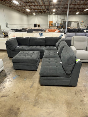 Tisdale 6-Piece Gray Fabric Sectional