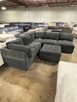 Tisdale 6-Piece Gray Fabric Sectional