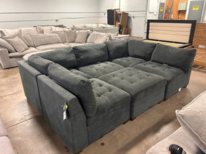 Tisdale 6-Piece Gray Fabric Sectional