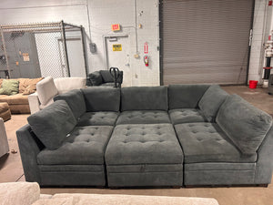 Tisdale 6-Piece Gray Fabric Sectional