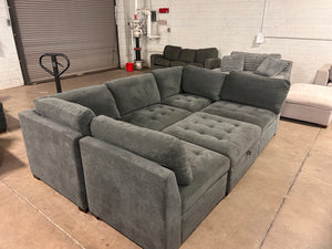 Tisdale 6-Piece Gray Fabric Sectional