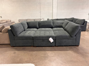 Tisdale 6-Piece Gray Fabric Sectional