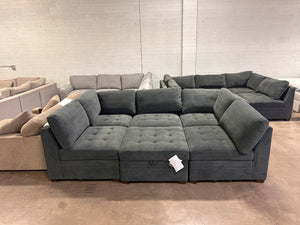 Tisdale 6-Piece Gray Fabric Sectional