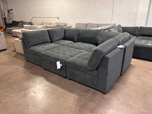 Tisdale 6-Piece Gray Fabric Sectional