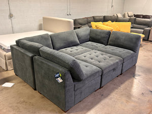 Tisdale 6-Piece Gray Fabric Sectional
