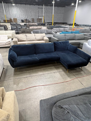 Albany Park Navy Velvet Chaise Sectional
