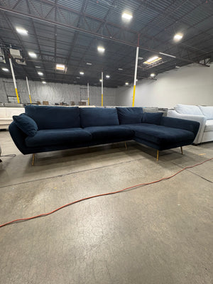 Albany Park Navy Velvet Chaise Sectional
