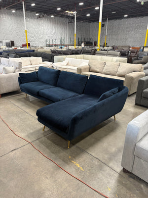 Albany Park Navy Velvet Chaise Sectional