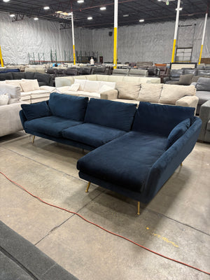 Albany Park Navy Velvet Chaise Sectional