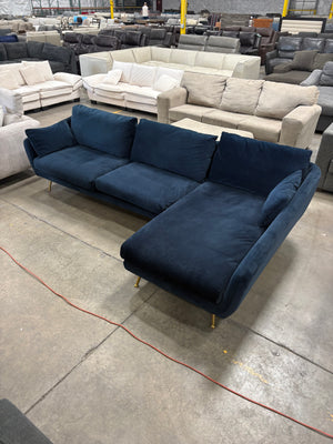 Albany Park Navy Velvet Chaise Sectional