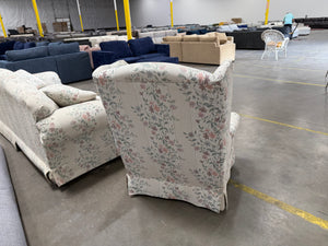 Traditional Floral Sofa & Matching Wingback Chair Set