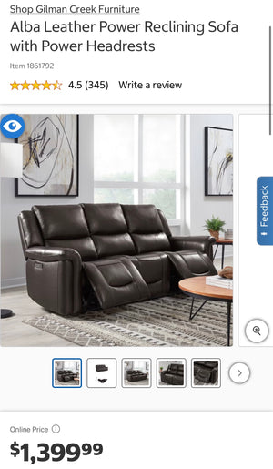 *Brand New* Alba Leather Power Sofa
