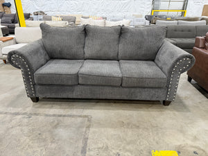 Charcoal Sofa with Studded Arms