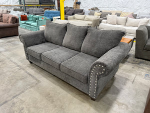 Charcoal Sofa with Studded Arms